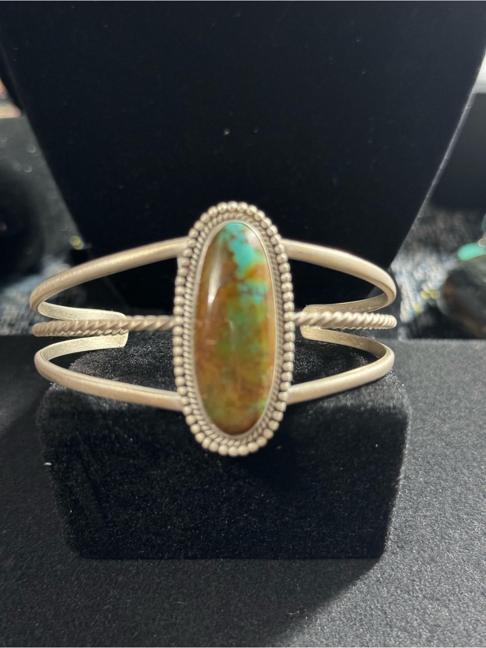 Sterling Silver Pilot Mountain Turquoise Stone Cuff Bracelet
